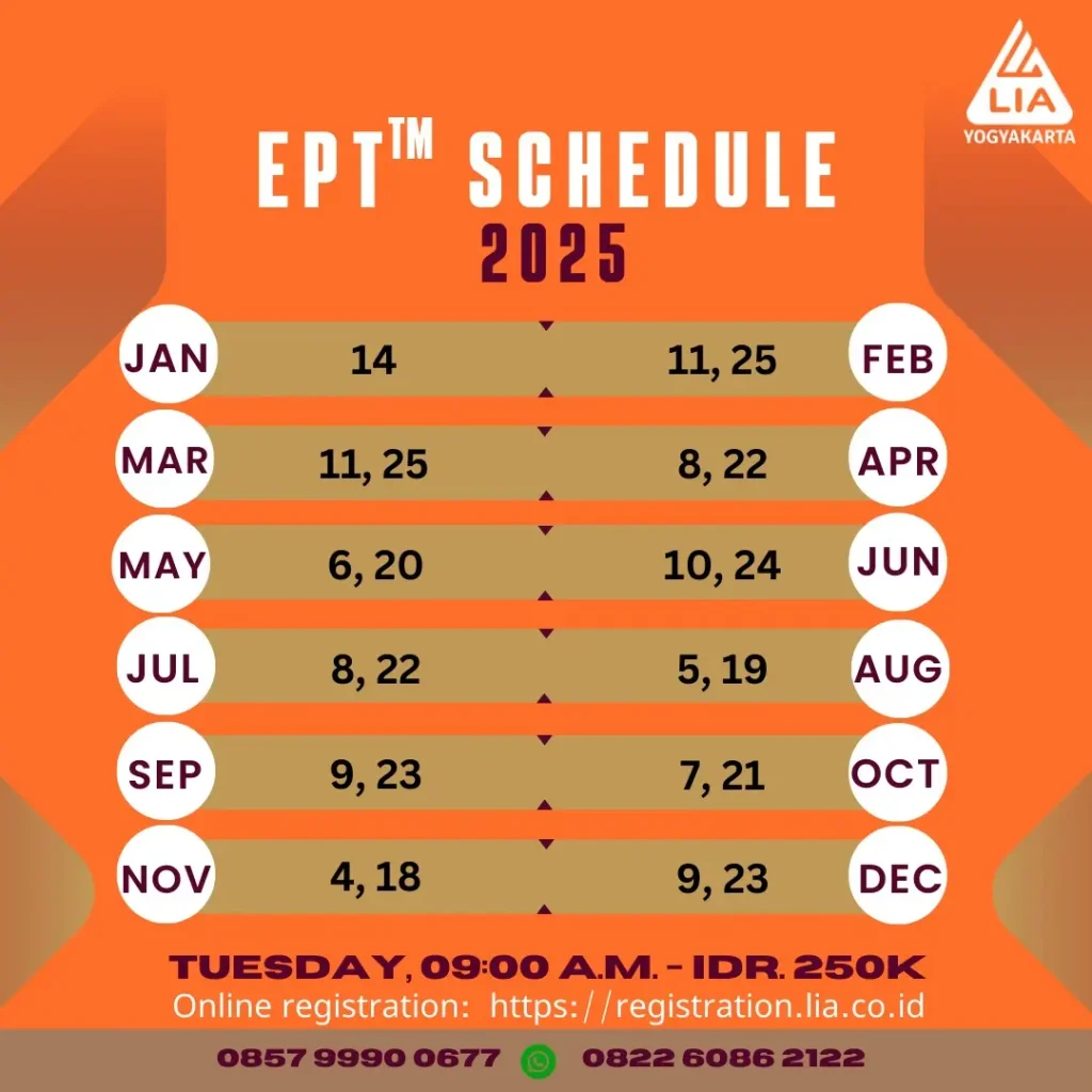Jadwal TOEFL Prediction LIA Terbaru jadwal toefl prediction lia yogya