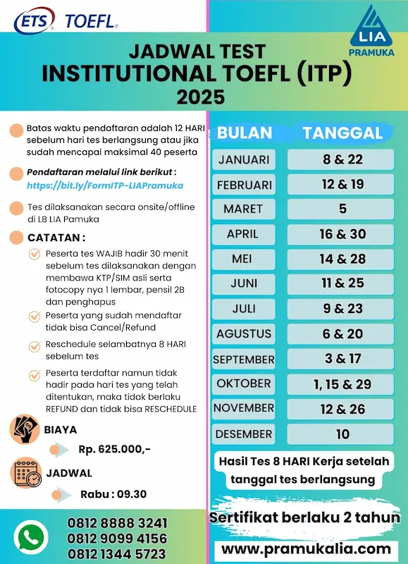 Tes TOEFL ITP Di Yogyakarta-Lokasi & Pendaftaran tes toefl itp yogyakarta