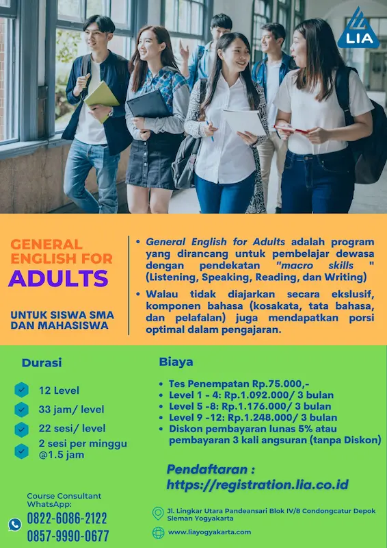 Kursus Bahasa Inggris Dewasa & Profesional di Yogyakarta kursus bahasa inggris dewasa