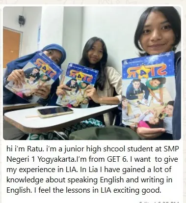 Kursus Bahasa Inggris Yogyakarta | LIA Sejak 1990 Ratu, siswa General English for Teens LIA Yogyakarta